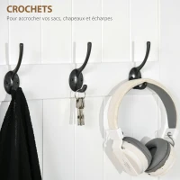 HOMCOM Meuble d'entrée 4 en 1, vestiaire d'entrée avec banc de rangement et 4 crochets doubles, 71,5 x 39,5 x 170 cm, blanc(m-5)