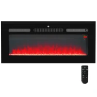 HOMCOM 102cm/40" Electric Fireplace, 2000W Recessed and Wall Mounted Electric Fire with Remote Control, 9 Flame Colour and Crystal, Black(m-1)