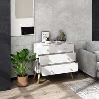 HOMCOM Commode 3 tiroirs design scandinave piètement effilé incliné bois pin panneaux blanc80 x 30 x 80 cm blanc(m-10)