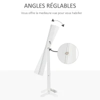 HOMCOM Armoire à bijoux LED avec miroir sur pied range bijoux avec éclairage à écran tactile blanc(m-4)
