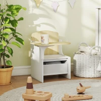 AIYAPLAY Kids Table and Chair Set, Children Desk and Chair with Storage Bins for Playing, Reading, Painting, for Ages 3-5, White(m-8)