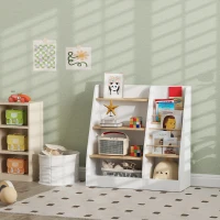 AIYAPLAY Bibliothèque pour enfant, rangement livre enfant 4 niveaux, support à livres, grille de rangement, blanc(m-10)