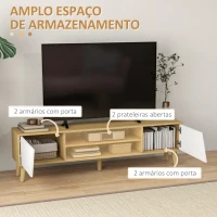 HOMCOM Móvel de TV com 2 Portas e 2 Estantes  para Televisores de até 65 Polegadas 150x30x42 cm Madeira e Branco(m-5)