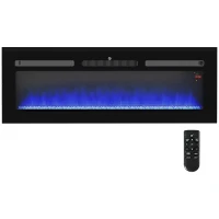 HOMCOM 127cm/50" Electric Fireplace, 2000W Recessed and Wall Mounted Electric Fire with Remote Control, 9 Flame Colour and Crystal, Black(m-1)