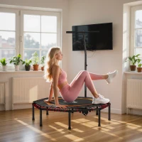 HOMCOM Fitness Trampoline, Bouncer with Adjustable Handle, Max Load 150 kg(m-9)