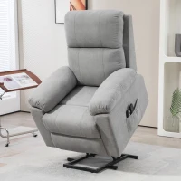HOMCOM Fauteuil releveur électrique massant et dossier inclinable avec repose-pied télécommandes revêtement imitation lin gris(m-10)