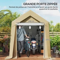 Outsunny Abri de jardin tente de stockage portable pour extérieur avec cadre en acier galvanisé et grande porte 2 x 3,6 m beige(m-6)