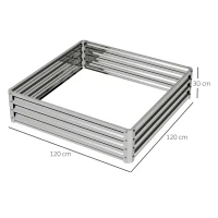 Outsunny Square Raised Garden Bed Box with Weatherized Steel Frame for Vegetables, Flowers, & Herbs, 120 x 120 x 30cm, Silver Tone(m-3)