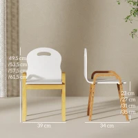 AIYAPLAY houten stoelset voor kinderen, antislip voetpads, 3-15 jaar, in hoogte verstelbaar, Wit(m-3)