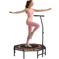HOMCOM Fitness Trampoline, Bouncer with Adjustable Handle, Max Load 150 kg(m-10)