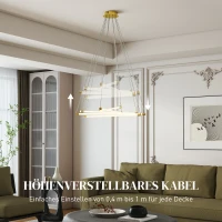 HOMCOM LED-Deckenlampe, 50W, 5 anpassbare Lichtrohre, anpassbar, Deckenleuchte für Wohnzimmer, Esszimmer, Küche, Gold+Weiß(m-6)