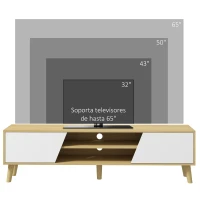 HOMCOM Mueble TV de Salón con 2 Puertas 2 Estantes y 5 Patas para Televisores de hasta 65'' para Dormitorio 150x30x42 cm Roble(m-7)
