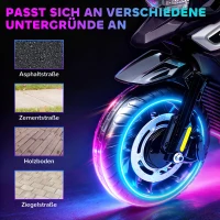 AIYAPLAY Elektro-Motorrad für Kinder von 18-36 Monaten, Aufsitz-Fahrzeug, Hilfsräder, Lichter, Musik, Kunststoff, Stahl, Schwarz(m-6)