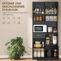 HOMCOM Küchenschrank, Buffet mit Schublade, Soft-Close Türen, 80 x 35 x 180 cm, Schwarz(m-4)