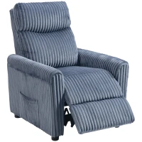 HOMCOM Sillón Relax Reclinable Manual Tapizado en Pana Instalación Rápida Reposapiés Acolchado Grueso Azul Oscuro(m-10)