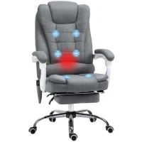 Vinsetto Cadeira de Massagem com 6 Pontos de Massagem Reclinável com Altura Ajustável e Função de Aquecimento 65x70x111-119 cm Cinza(m-11)