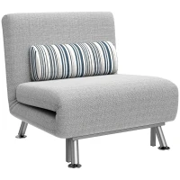 HOMCOM Klappsessel mit Bettfunktion, klappbarer Relaxsessel in Leinenoptik, Verstellbare Rückenlehne, 75 x 70 x 75 cm, Grau(m-1)