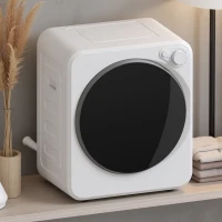 HOMCOM Mini secadora de ropa 4 kg con 5 programas hasta 60℃ 800W/400W secadora de evacuación con tambor reversible de acero inoxidable Blanco(m-2)