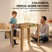 SPORTNOW Calcio balilla per bambini in legno Tavolo da calcio balilla con 2 contatori 6 aste 18 giocatori 75x66x75 cm Naturale(m-5)