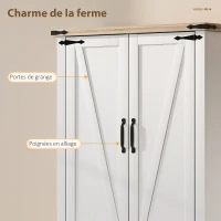 HOMCOM Buffet de cuisine, armoire de cuisine avec 4 portes, 6 porte-épices et étagères réglables, 76,3 x 40 x 136 cm, blanc(m-6)