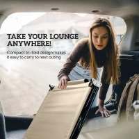 Outsunny Outdoor Foldable Sun Lounger, 4 Level Adjustable Backrest Reclining Sun Lounger Chair with Pillow and Reading Hole, Beige(m-8)