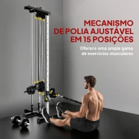 SPORTNOW Máquina de Polias de Parede Ajustável em 15 Posições Multifunções para Ginásio e Casa 62x60x200 cm Preto(m-6)