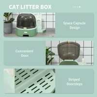 PawHut 2 in 1 Cat Litter Box, with Drawer Pans, Scoop, Openable Cover - Green(m-7)