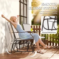 Outsunny Gliding Jack and Jill Seat, with Glass-Top Table - Brown/Beige(m-4)