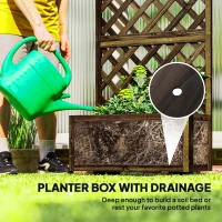 Outsunny Garden Planter with Trellis, 45L Raised Bed for Climbing Plants, Vines, Flowers, Outdoor Planter Box for Patio, 72.5 x 31.5 x 149.5 cm, Carbonised Finish(m-5)