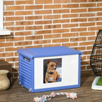 PawHut Lot de 2 niches pour chien extérieure en plastique maison pour chiens avec bouches d'aération bleu et blanc(m-10)