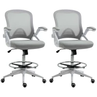Vinsetto Lot de 2 fauteuils de bureau chaise de bureau assise haute réglable dim. 64L x 60l x 106-126H cm pivotant 360° maille(m-12)