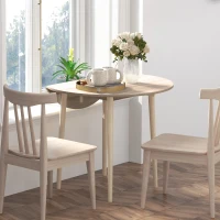 HOMCOM Table de salle à manger pliante 2 abattants - table ronde extensible - peu encombrante avec pieds en bois Ø89 x 73.5H cm(m-10)
