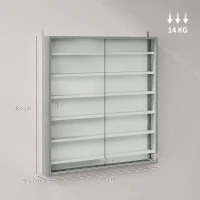 HOMCOM Six Shelf Display Cabinet, with Glass Doors - Graphite Wood Effect(m-3)