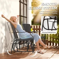 Outsunny Gliding Jack and Jill Seat, with Glass-Top Table - Black(m-4)