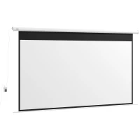 HOMCOM Telo per Proiettore 120" 16:9 Motorizzato con Telecomando, Fissaggio a Muro e Soffitto, Bianco(m-1)