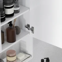 kleankin Armoire murale salle de bain avec miroir, meuble salle de bain, 5 compartiments et étagère réglable, 60x15x76cm, blanc(m-7)