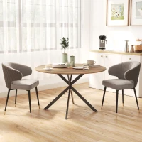 HOMCOM Table à manger ronde pour 4 personnes 120 cm style industriel avec plateau aspect bois, piètement croisé en acier, marron(m-10)