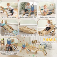 AIYAPLAY Triângulo de Escalada Montessori 7 em 1 Estrutura de Escalada de Madeira Tema de Foguete Azul(m-4)