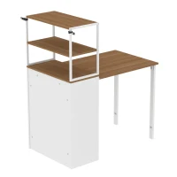 HOMCOM Scrivania Pieghevole Tavolo da Cucina con 4 Ripiani Scrivania per Computer Tavolo da Lavoro per Laptop 105 x 60 x 127 cm Legno Naturale(m-1)