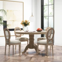 HOMCOM Lot de 4 chaises de Salle à Manger - Chaise de Salon médaillon Style Louis XVI - Bois Massif sculpté, patiné(m-8)