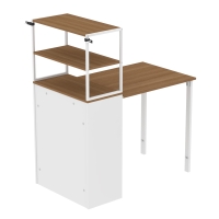 HOMCOM Folding Desk Kitchen Table with 4 Shelves Computer Desk Work Desk Laptop Table 105 x 60 x 127 cm Natural Wood