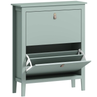HOMCOM Modern Two-Drawer Shoe Cabinet - Green