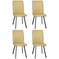 HOMCOM Lot de 4 chaises de salle à manger assise en similicuir rembourrée épais pieds en acier avec dossier noir(m-12)