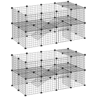 PawHut Cage parc clôture pour animaux domestiques enclos pour petits animaux modulable 2 niveaux 72 panneaux bords arrondis(m-12)