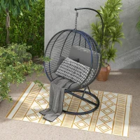 Outsunny Tapis d'extérieur réversible imperméable motifs géométriques pour jardin, terrasse, balcon - dim. 121L x 182l(m-10)