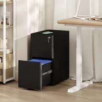 Vinsetto 3-Drawer Steel Filing Cabinet with Lock - Black(m-2)