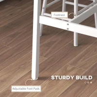 HOMCOM Set masă înaltă de bar + 2 taburete structură din oțel blat aspect lemn natural 2 persoane alb(m-6)