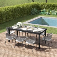 Outsunny Table à manger de jardin pour 8 personnes, table de jardin extérieure en aluminium, pour patio, terrasse, 190 x 90 x 74 cm, noir(m-10)