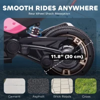 AIYAPLAY 12V Kids Electric Ride On Car with 3 Wheeler, MP3 Player, Horn, 2 Speeds, LED Lights for Boys & Girls Ages 3-8, Pink(m-6)