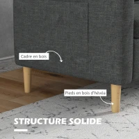 HOMCOM Canapé 2 places style contemporain pochettes sur les accoudoirs pieds en bois revêtement tissu aspect lin - gris(m-6)